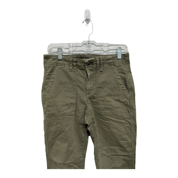 White House Black Market Pants Womens 4 Olive Green Slim Crop Cotton Blend - Picture 2 of 6